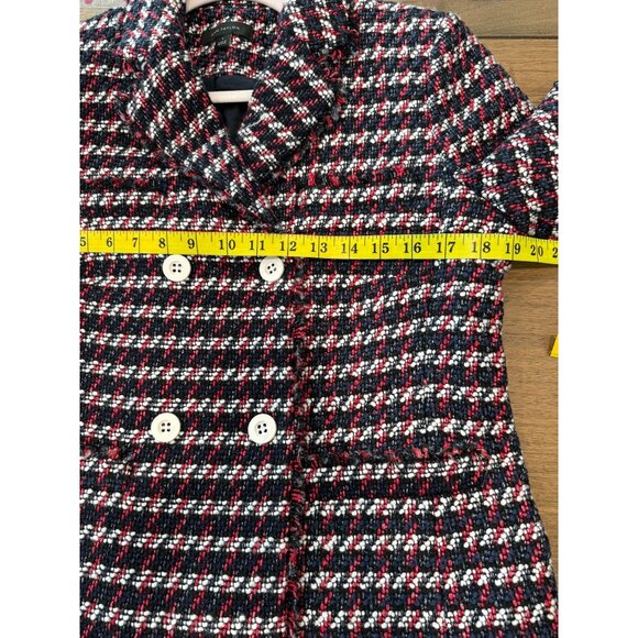 Women's Ann Taylor Fringe Red White and Blue Tweed Blazer, size 8 - Picture 14 of 16